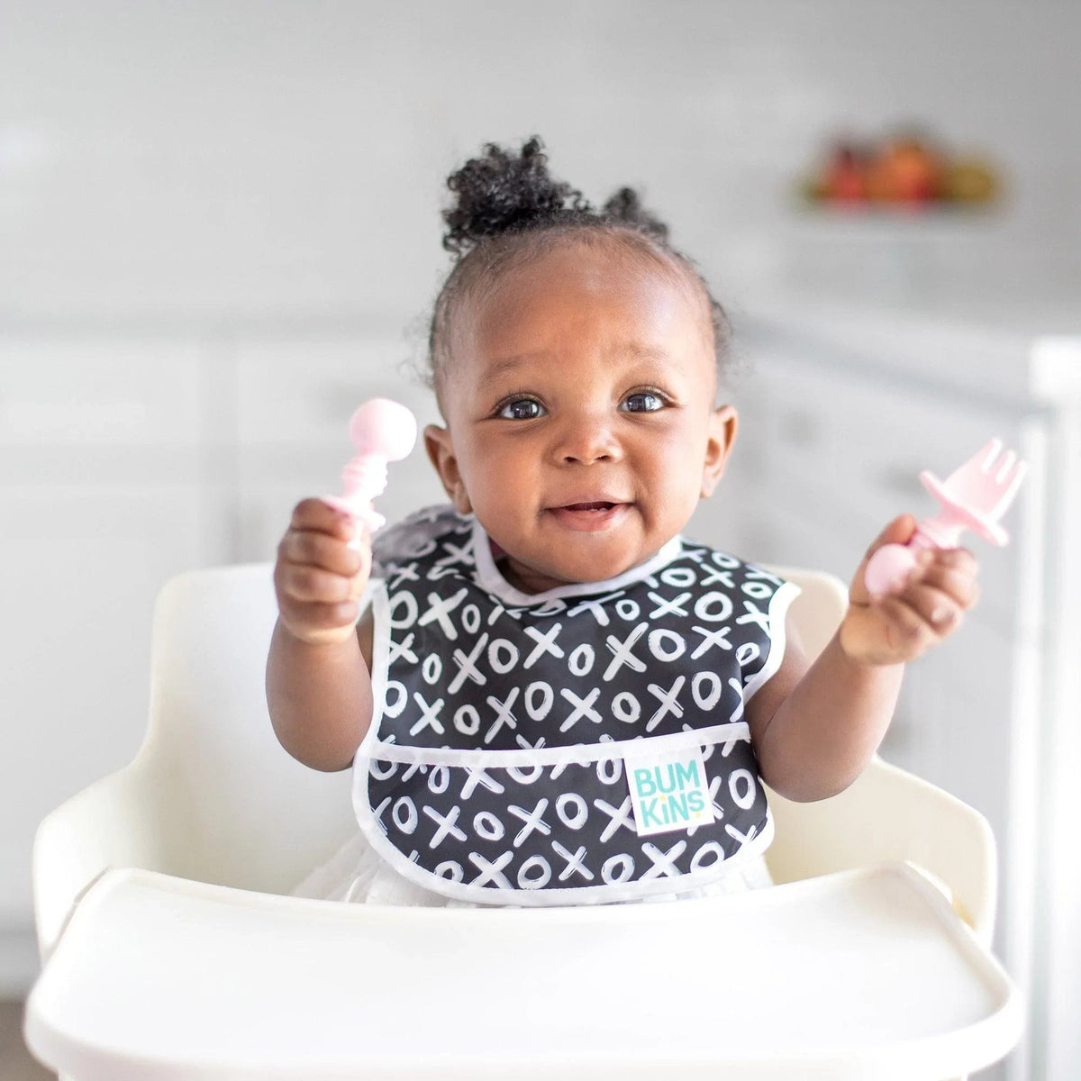 Chewtensils Silicone Baby Spoon and Fork Set – Pink Baby | Bumkins