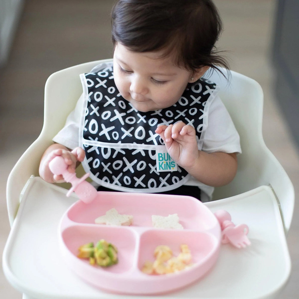 Chewtensils Silicone Baby Spoon and Fork Set – Pink Baby | Bumkins