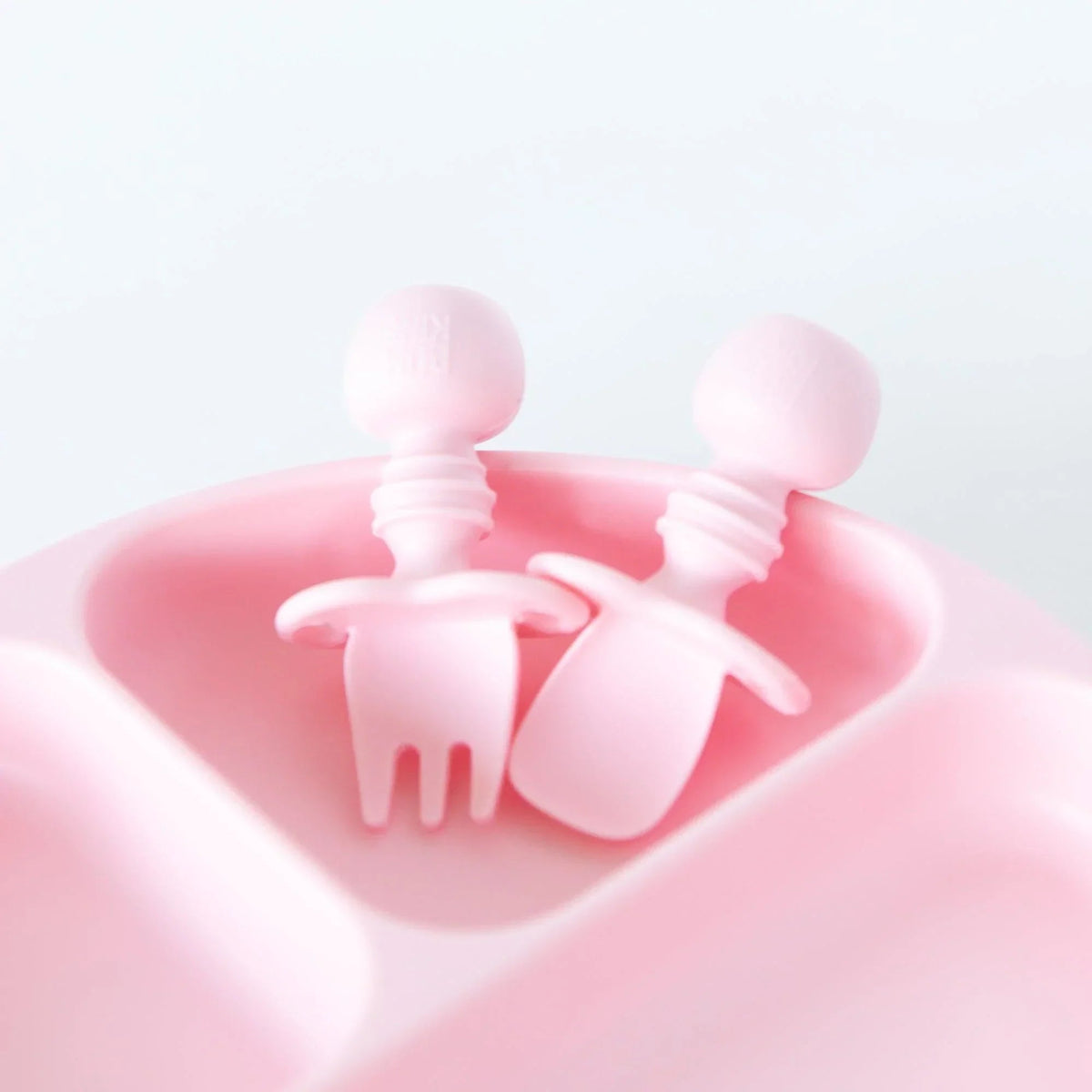 Chewtensils Silicone Baby Spoon and Fork Set – Pink Baby | Bumkins