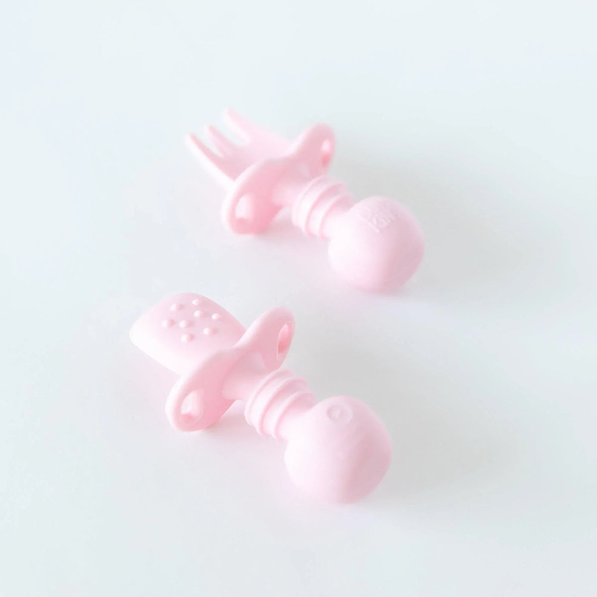 Chewtensils Silicone Baby Spoon and Fork Set – Pink Baby | Bumkins