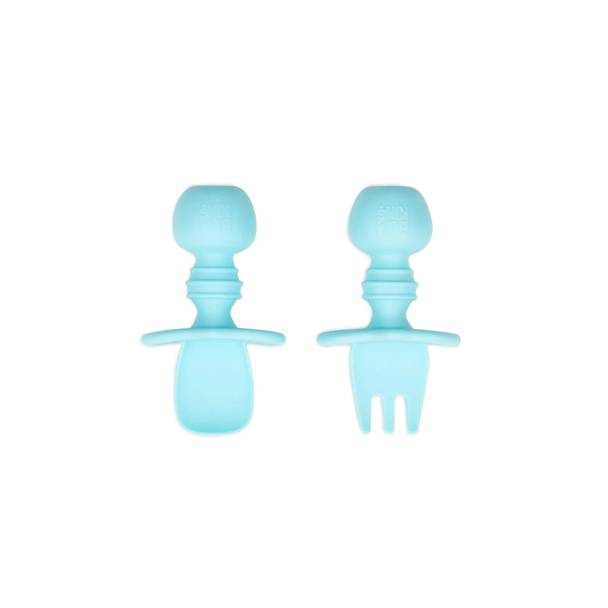 Chewtensils Silicone Baby Spoon and Fork Set – Blue Baby | Bumkins