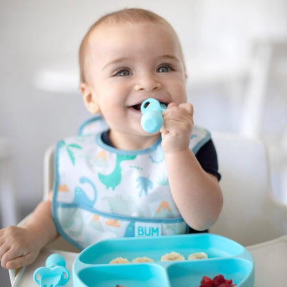 Chewtensils Silicone Baby Spoon and Fork Set – Blue Baby | Bumkins