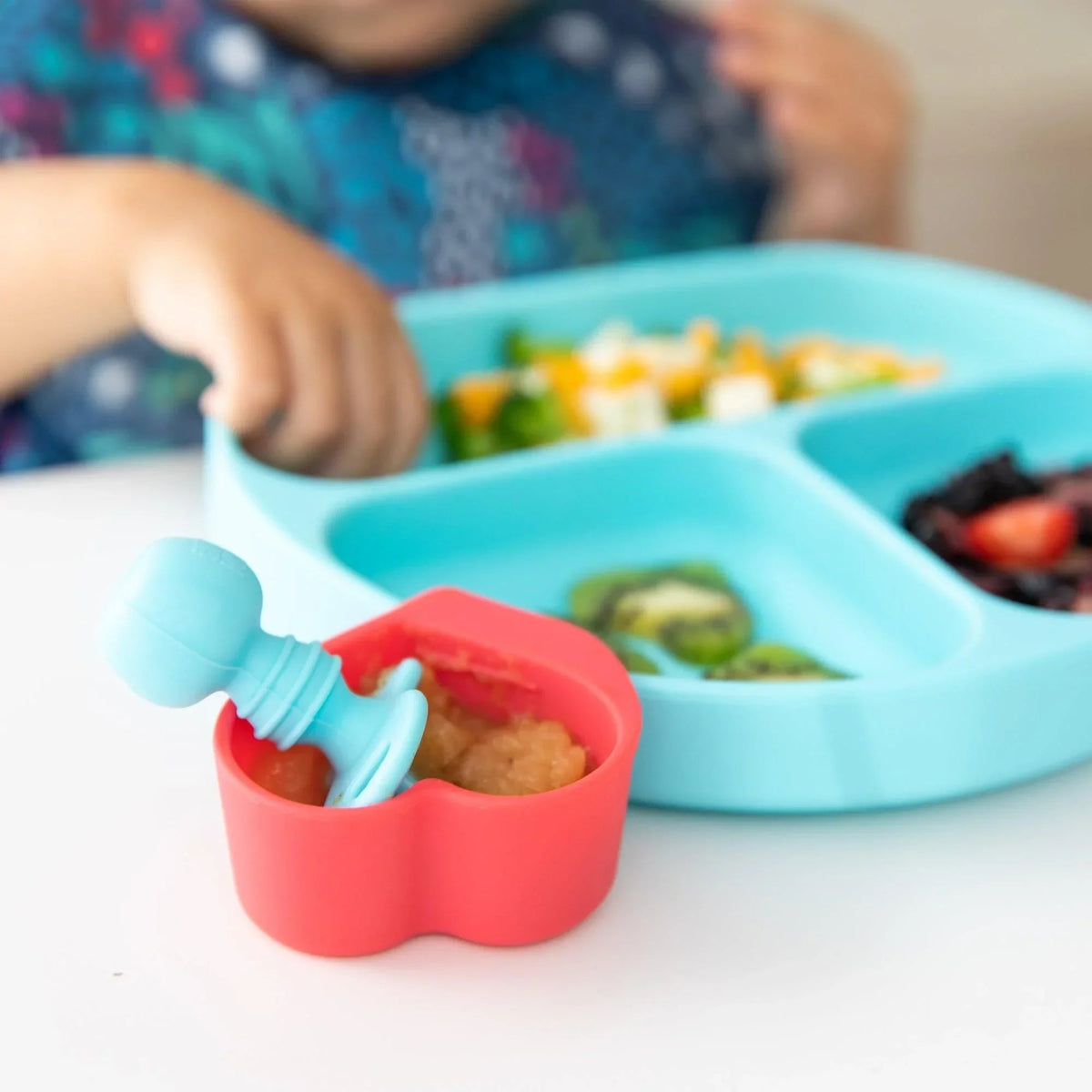 Chewtensils Silicone Baby Spoon and Fork Set – Blue Baby | Bumkins