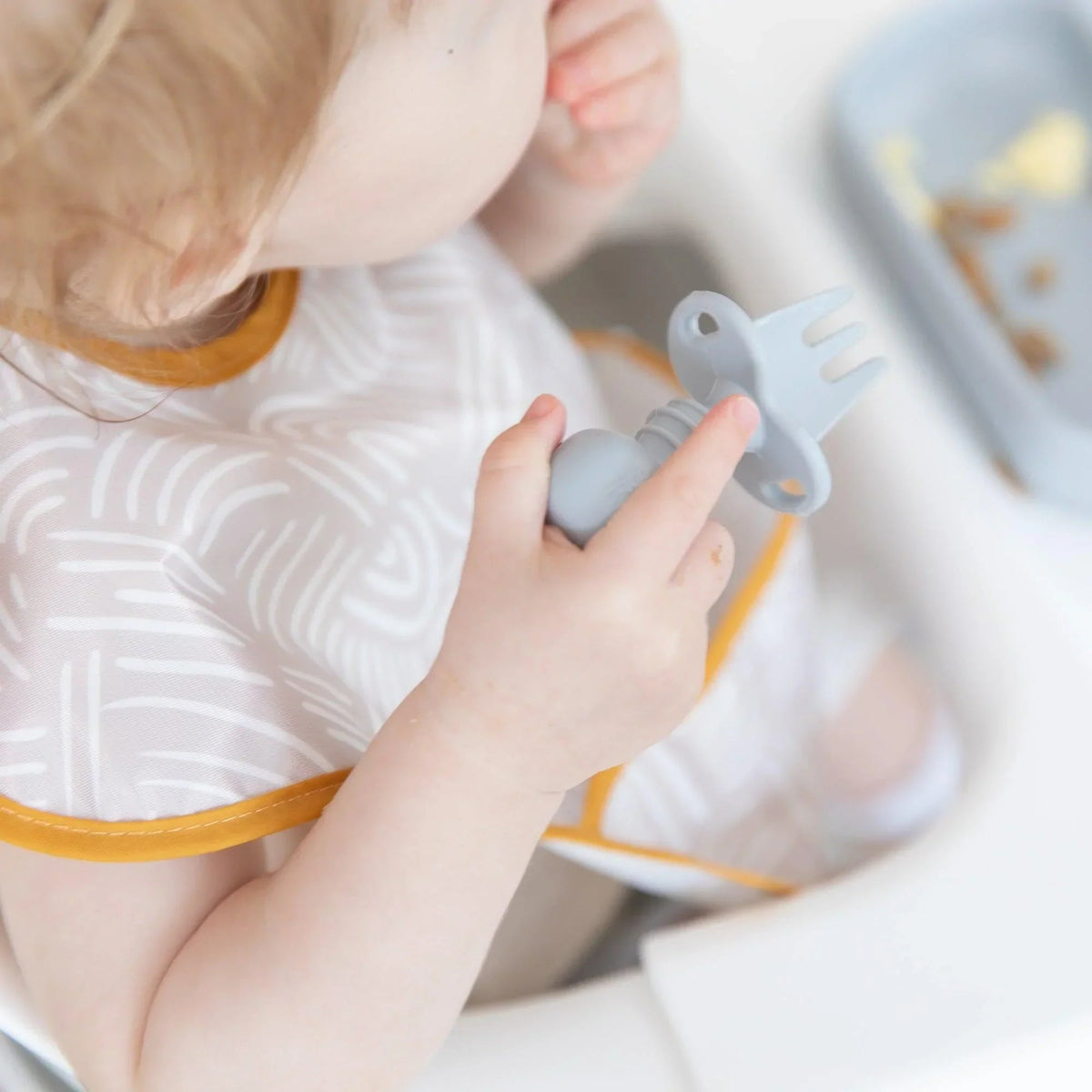 Chewtensils Silicone Baby Spoon and Fork Set – Gray Baby | Bumkins