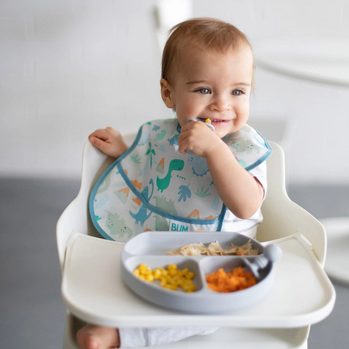 Chewtensils Silicone Baby Spoon and Fork Set – Gray Baby | Bumkins