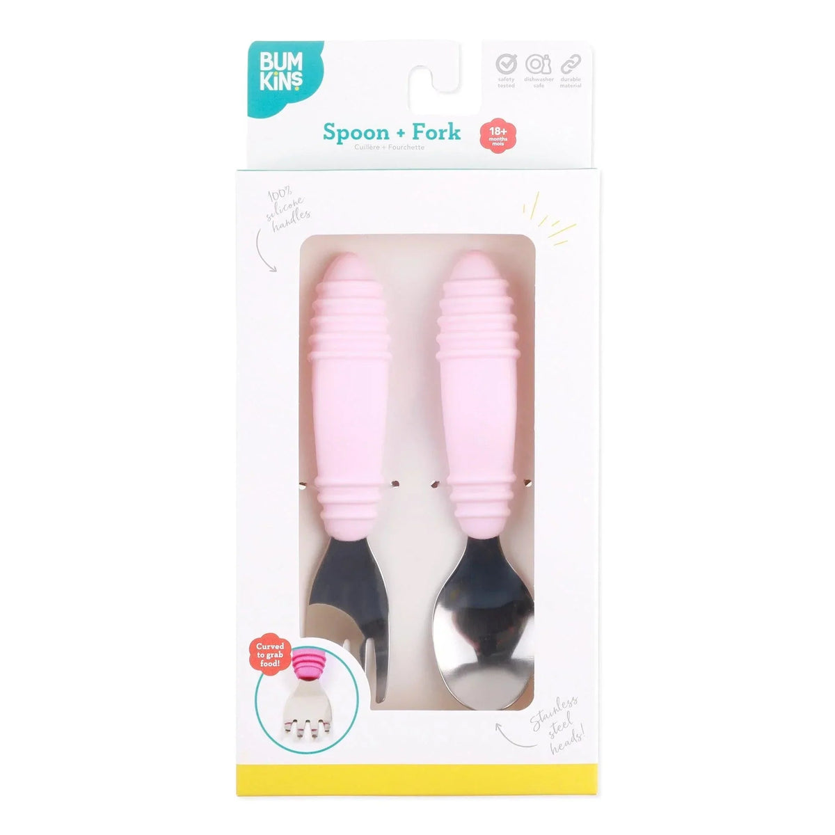 Textured Toddler Forks & Spoons in Stylish Pink | Bumkins