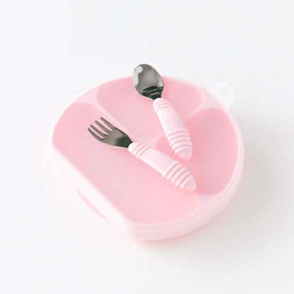 Textured Toddler Forks & Spoons in Stylish Pink | Bumkins