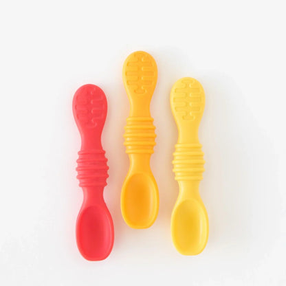 2-in-1 Silicone Baby Feeding Spoon Trio in Tutti Frutti | Bumkins
