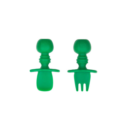 Chewtensils Silicone Baby Spoon and Fork Set – Jade Baby | Bumkins