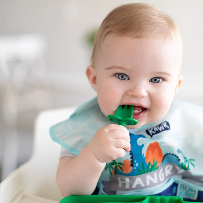 Chewtensils Silicone Baby Spoon and Fork Set – Jade Baby | Bumkins