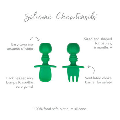 Chewtensils Silicone Baby Spoon and Fork Set – Jade Baby | Bumkins