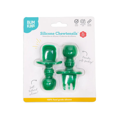 Chewtensils Silicone Baby Spoon and Fork Set – Jade Baby | Bumkins