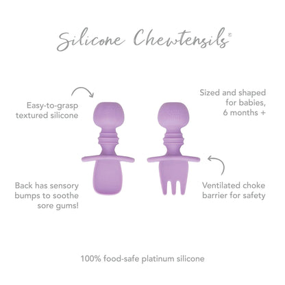 Silicone Fork & Spoon Set For Baby in Lavender | Bumkins