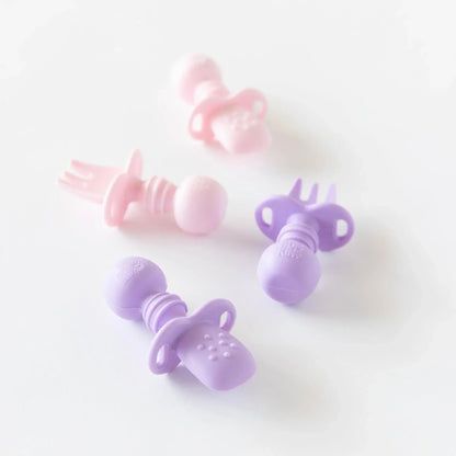 Silicone Fork & Spoon Set For Baby in Lavender | Bumkins