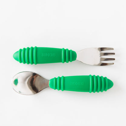 Toddler Utensils Stainless Steel Duo in Precious Jade | Bumkins