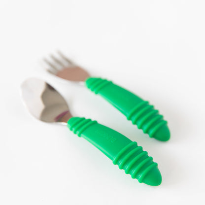 Toddler Utensils Stainless Steel Duo in Precious Jade | Bumkins