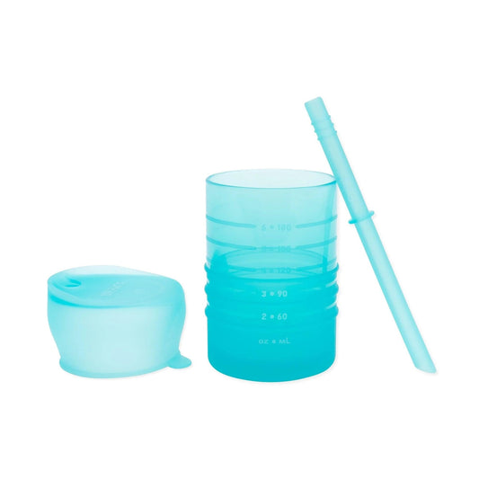 Silicone Toddler Cups with Sraws & Leak-Resistant Lid, Blue | Bumkins