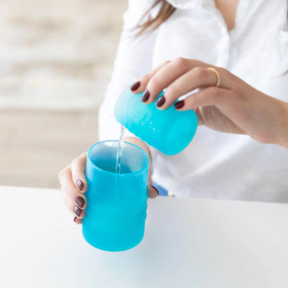 Silicone Toddler Cups with Sraws & Leak-Resistant Lid, Blue | Bumkins