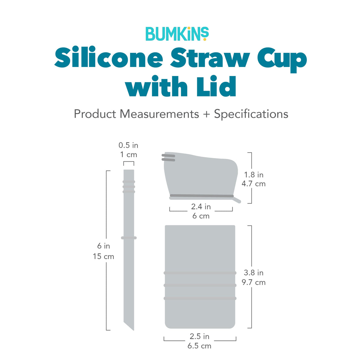 Silicone Toddler Cups with Sraws & Leak-Resistant Lid, Blue | Bumkins