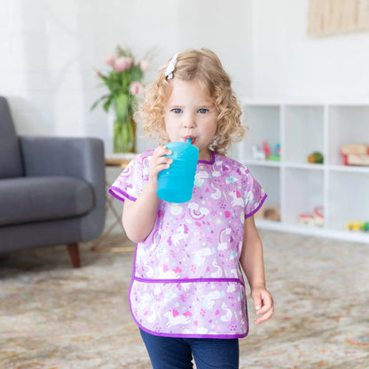 Silicone Toddler Cups with Sraws & Leak-Resistant Lid, Blue | Bumkins