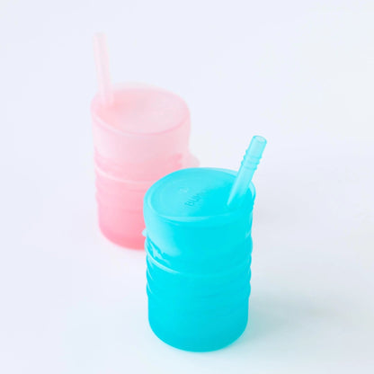 Silicone Toddler Cups with Sraws & Leak-Resistant Lid, Blue | Bumkins