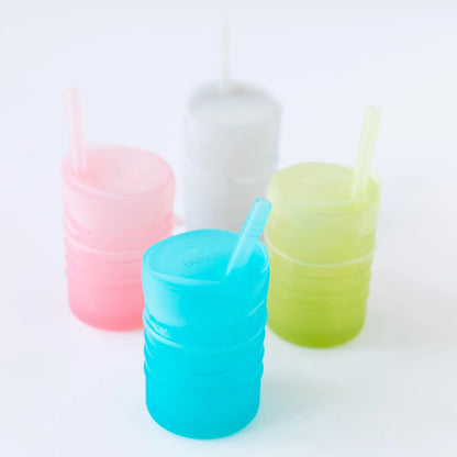 Silicone Toddler Cups with Sraws & Leak-Resistant Lid, Blue | Bumkins