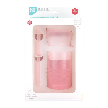 Silicone Toddler Training Cup w/ Straw + Leak-Resistant Lid | Bumkins