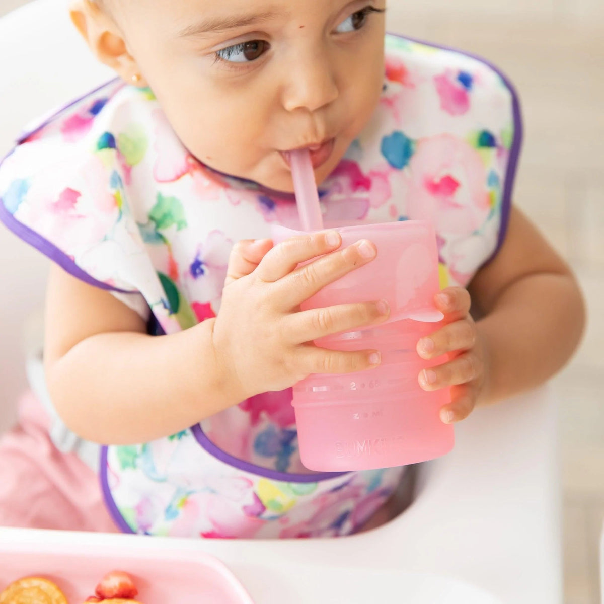 Silicone Toddler Training Cup w/ Straw + Leak-Resistant Lid | Bumkins