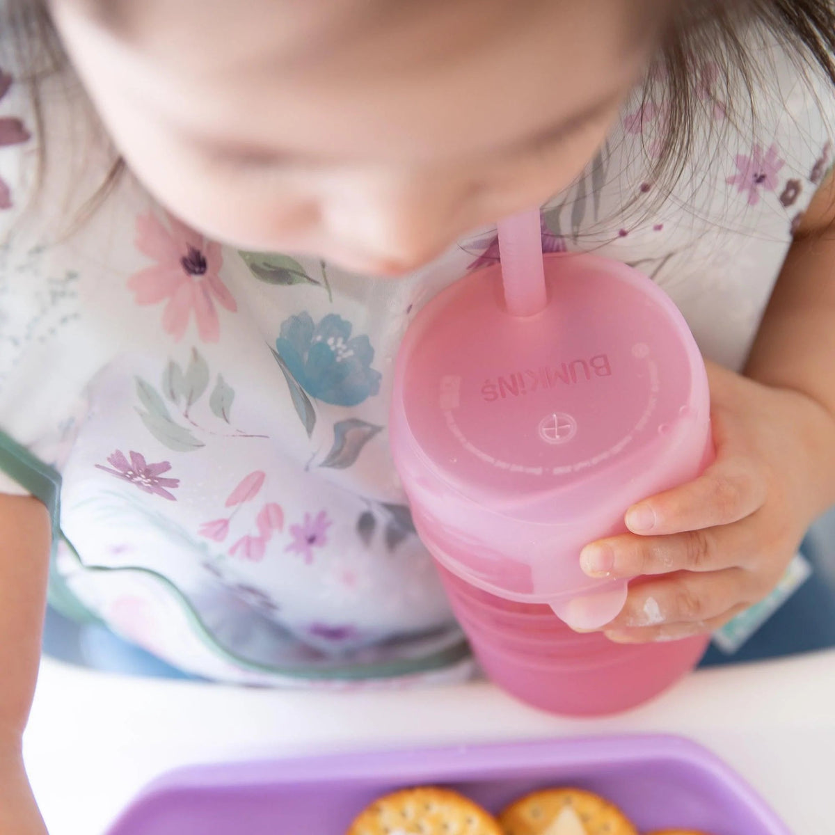 Silicone Toddler Training Cup w/ Straw + Leak-Resistant Lid | Bumkins