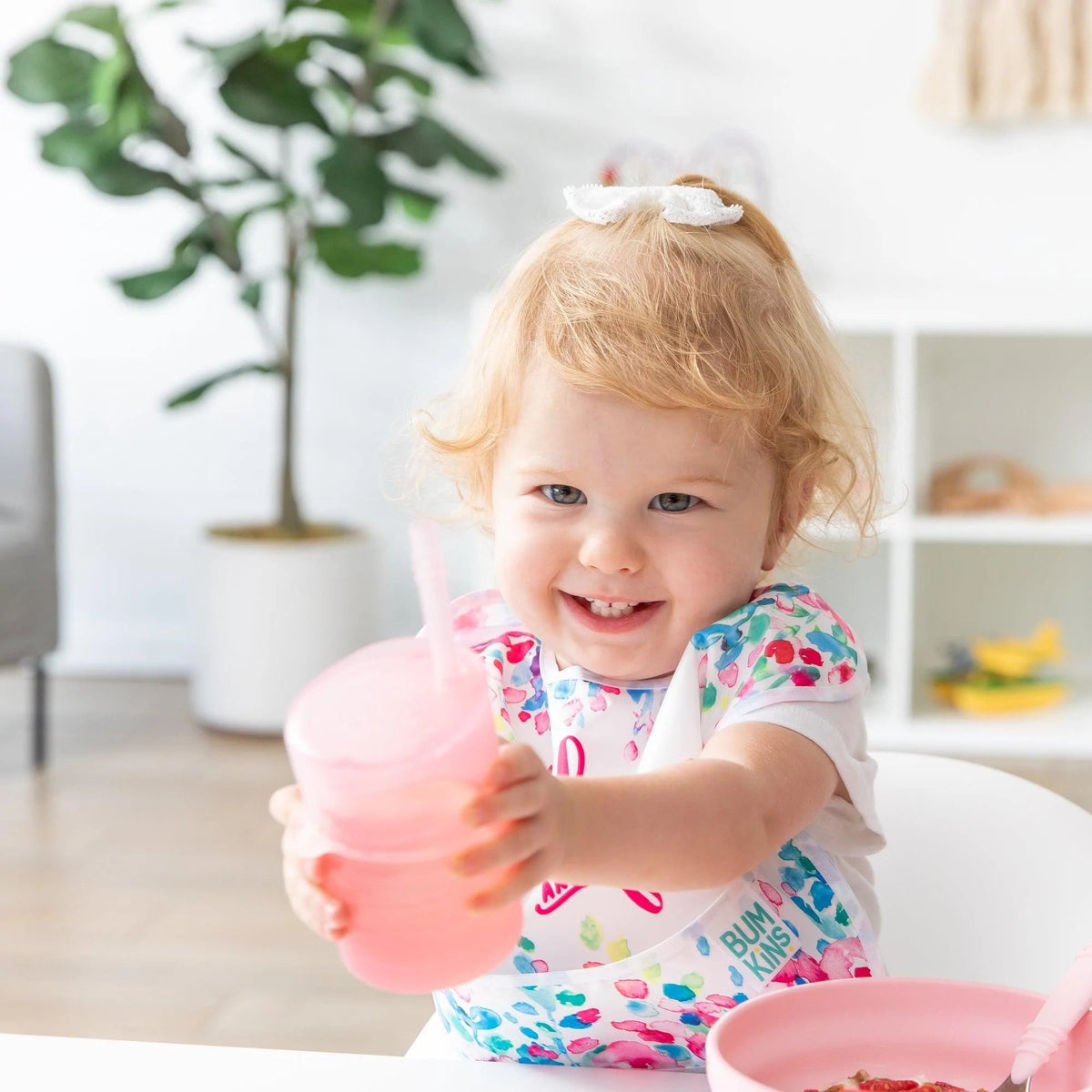 Silicone Toddler Training Cup w/ Straw + Leak-Resistant Lid | Bumkins