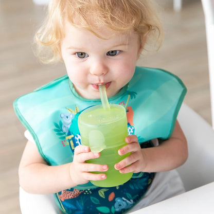 3-in-1 Silicone Toddler Sippy Cup w/ Straw & Lid in Sage | Bumkins
