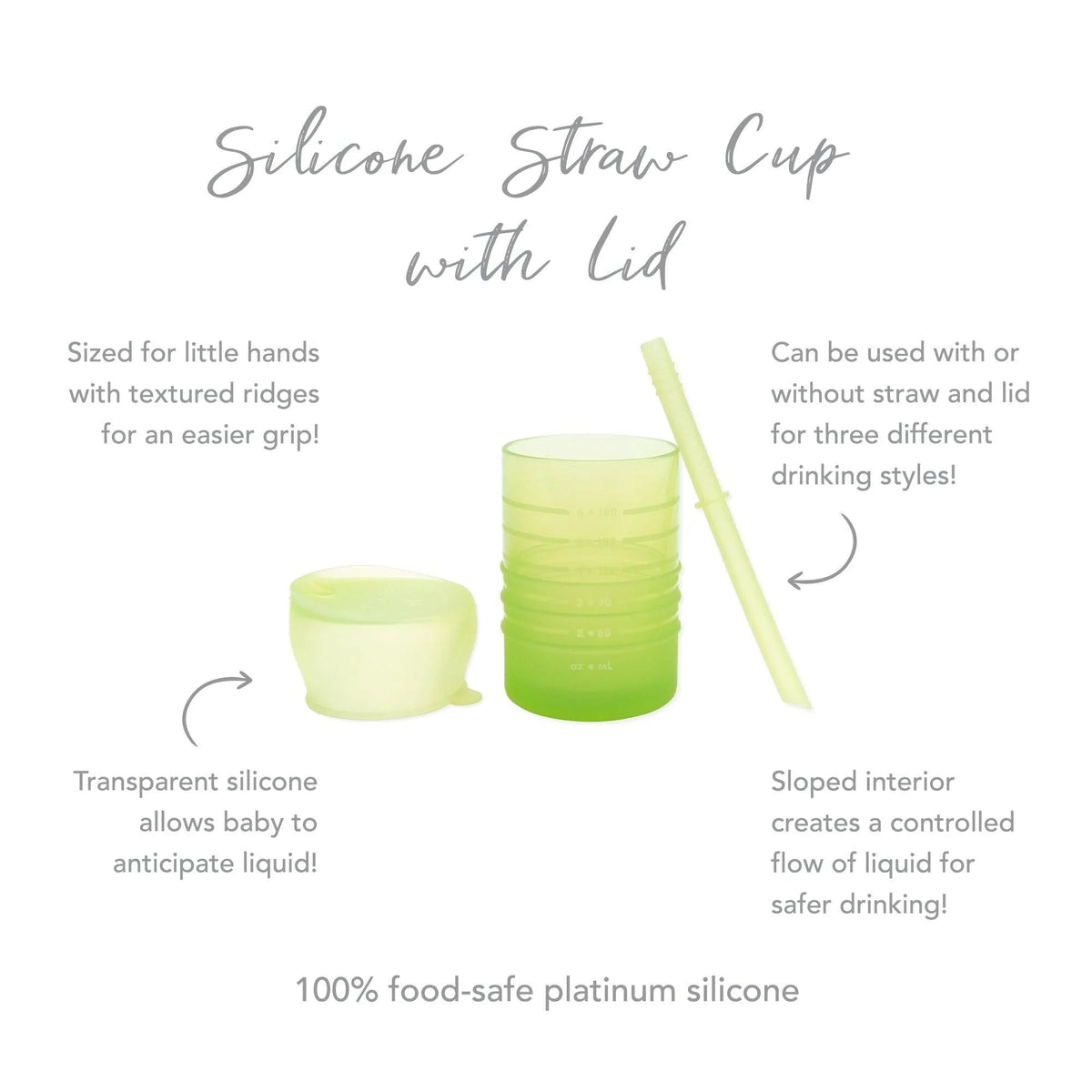 3-in-1 Silicone Toddler Sippy Cup w/ Straw & Lid in Sage | Bumkins