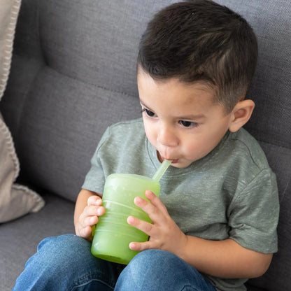 3-in-1 Silicone Toddler Sippy Cup w/ Straw & Lid in Sage | Bumkins