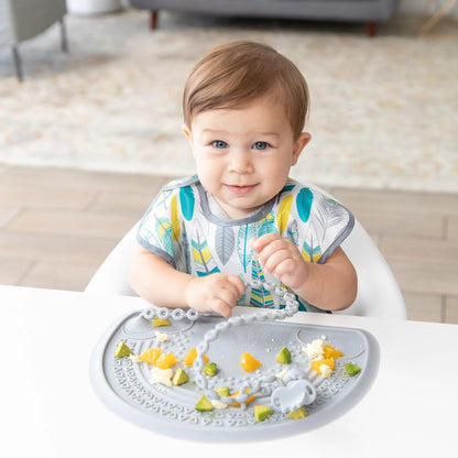 Sensory Silicone Placemat for Toddlers + Babies in Gray | Bumkins