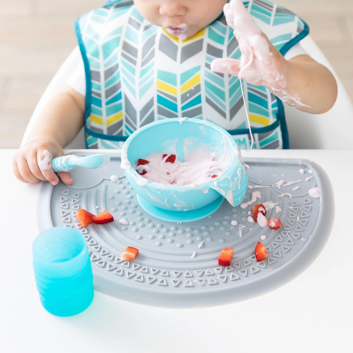 Sensory Silicone Placemat for Toddlers + Babies in Gray | Bumkins