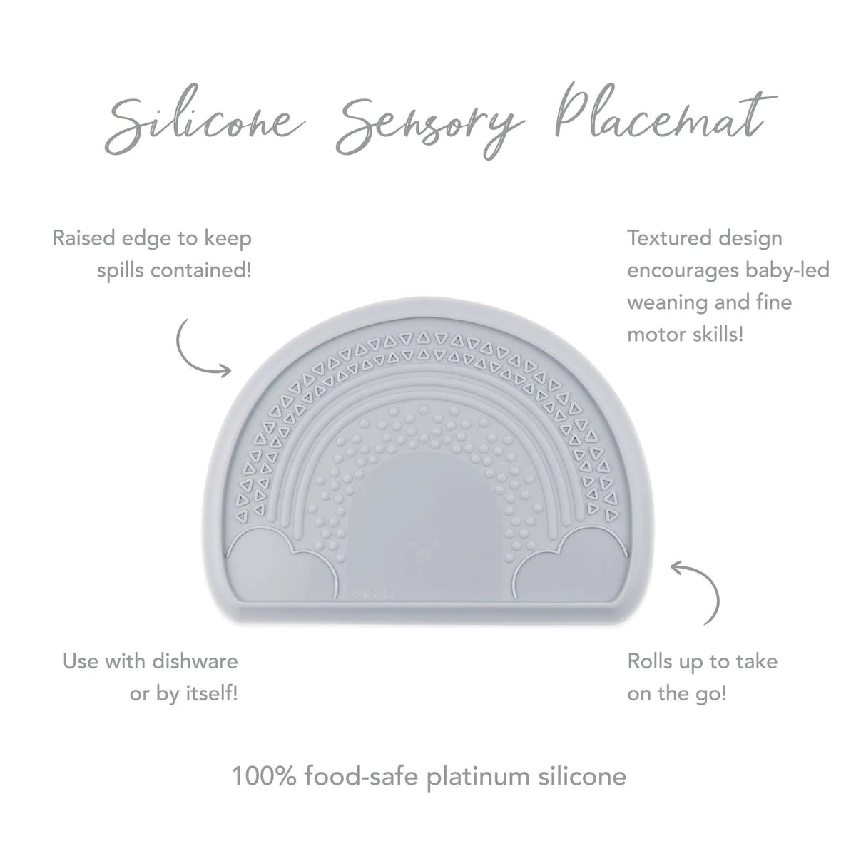 Sensory Silicone Placemat for Toddlers + Babies in Gray | Bumkins