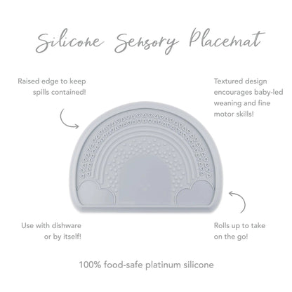 Sensory Silicone Placemat for Toddlers + Babies in Gray | Bumkins