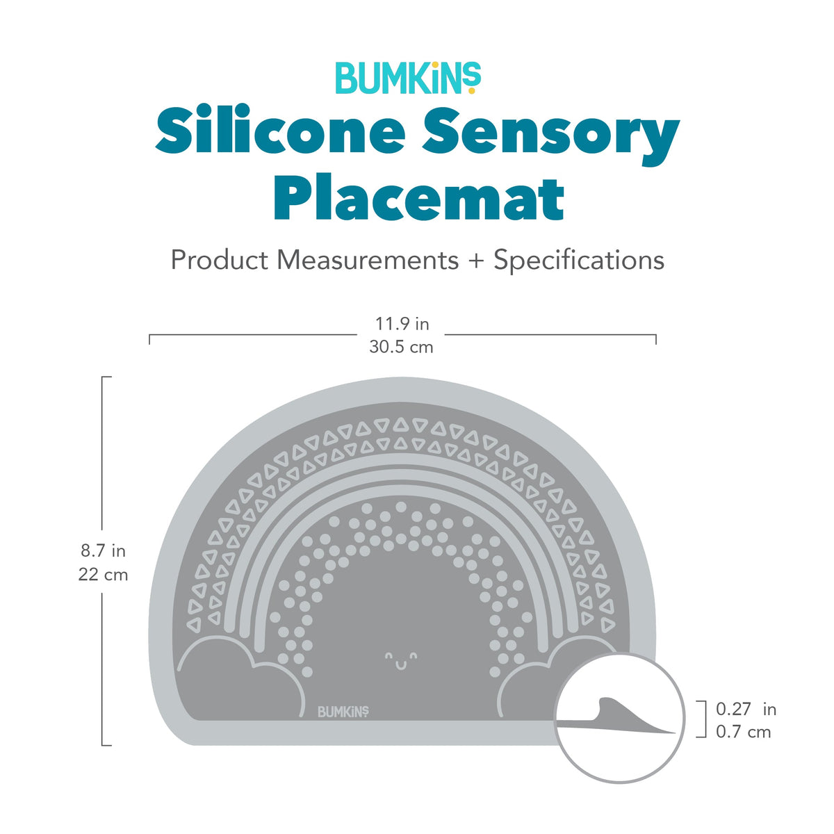 Sensory Silicone Placemat for Toddlers + Babies in Gray | Bumkins