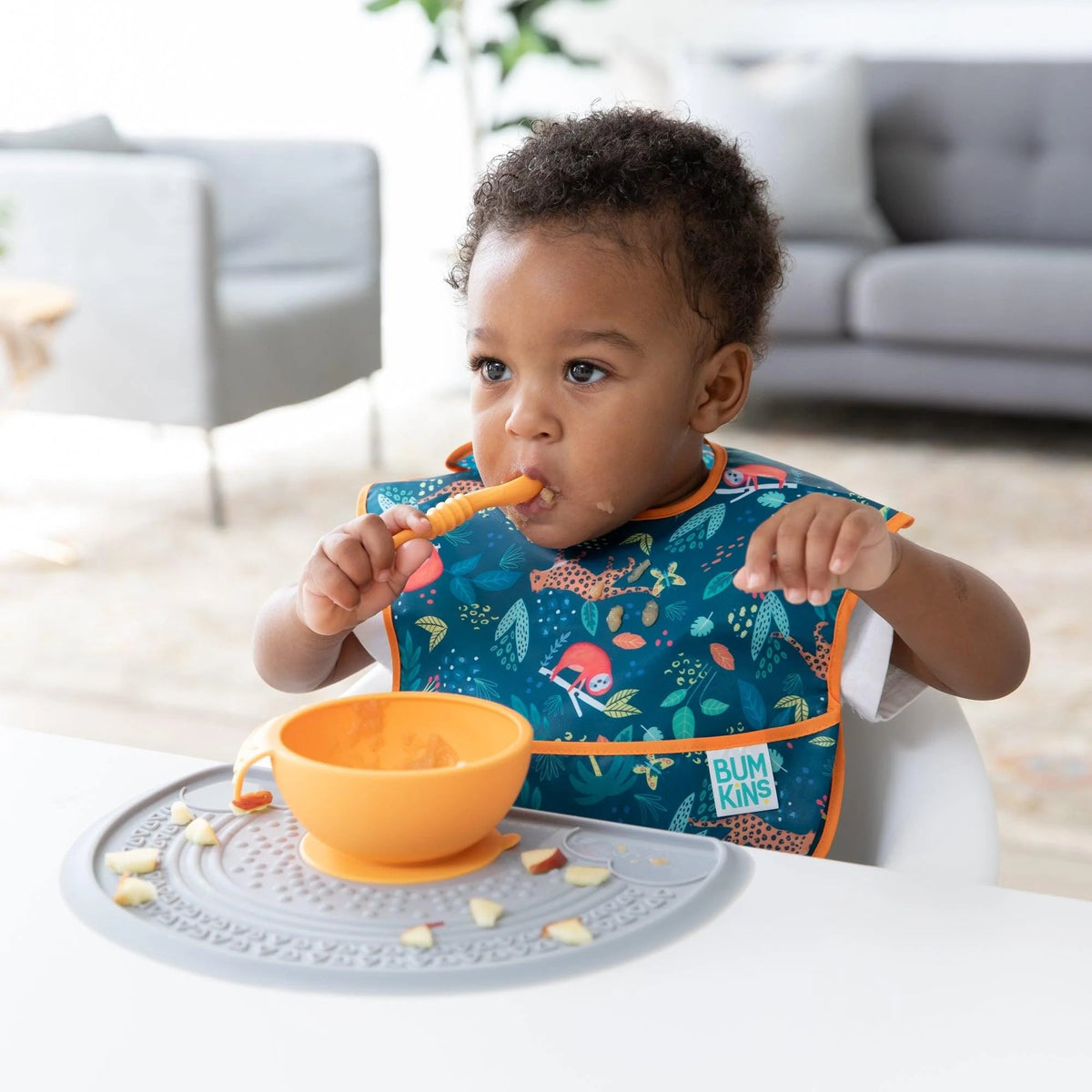 Sensory Silicone Placemat for Toddlers + Babies in Gray | Bumkins