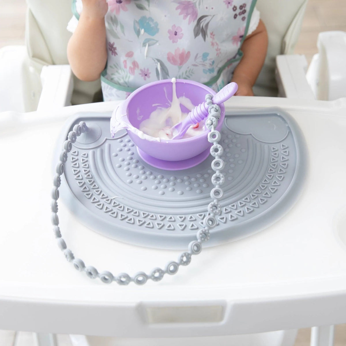 Sensory Silicone Placemat for Toddlers + Babies in Gray | Bumkins