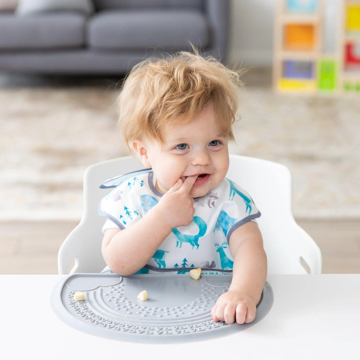 Sensory Silicone Placemat for Toddlers + Babies in Gray | Bumkins