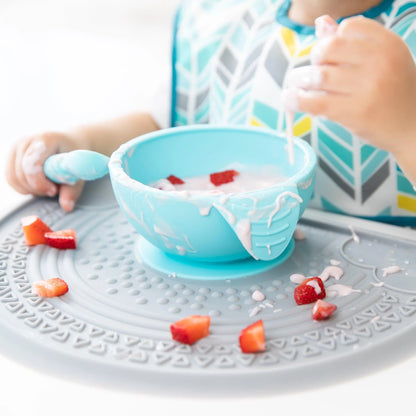 Sensory Silicone Placemat for Toddlers + Babies in Gray | Bumkins