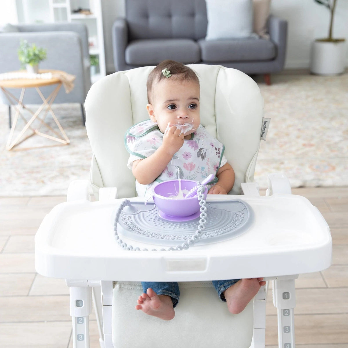 Sensory Silicone Placemat for Toddlers + Babies in Gray | Bumkins