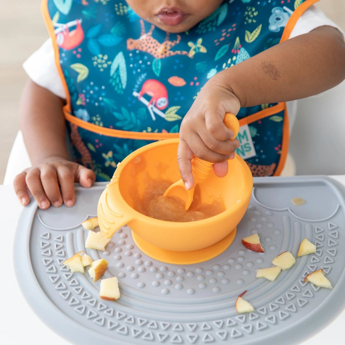 Sensory Silicone Placemat for Toddlers + Babies in Gray | Bumkins
