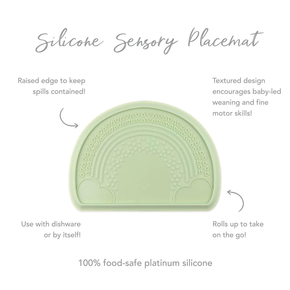 Sage Sensory Silicone Placemat with Fun Textured Design | Bumkins