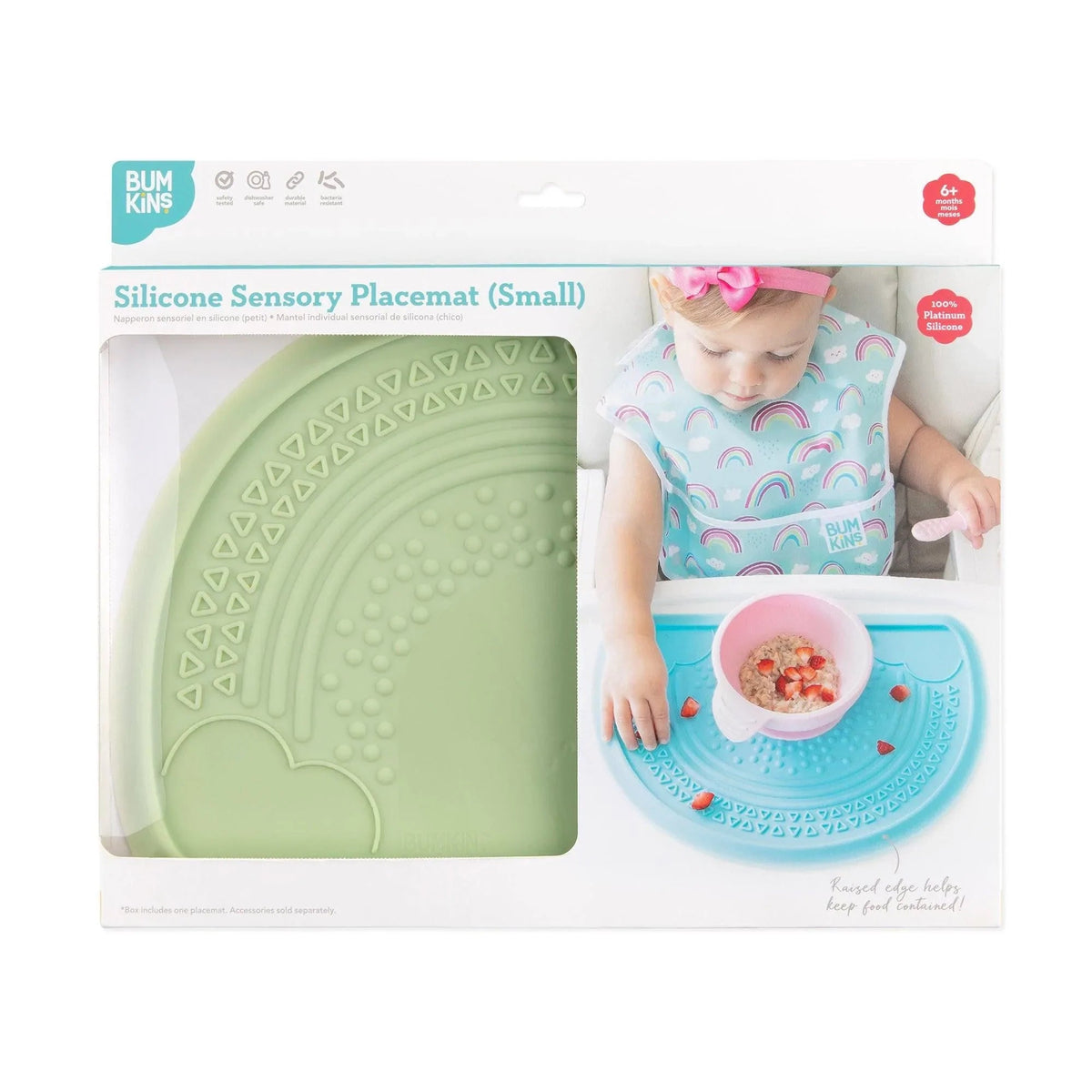 Sage Sensory Silicone Placemat with Fun Textured Design | Bumkins