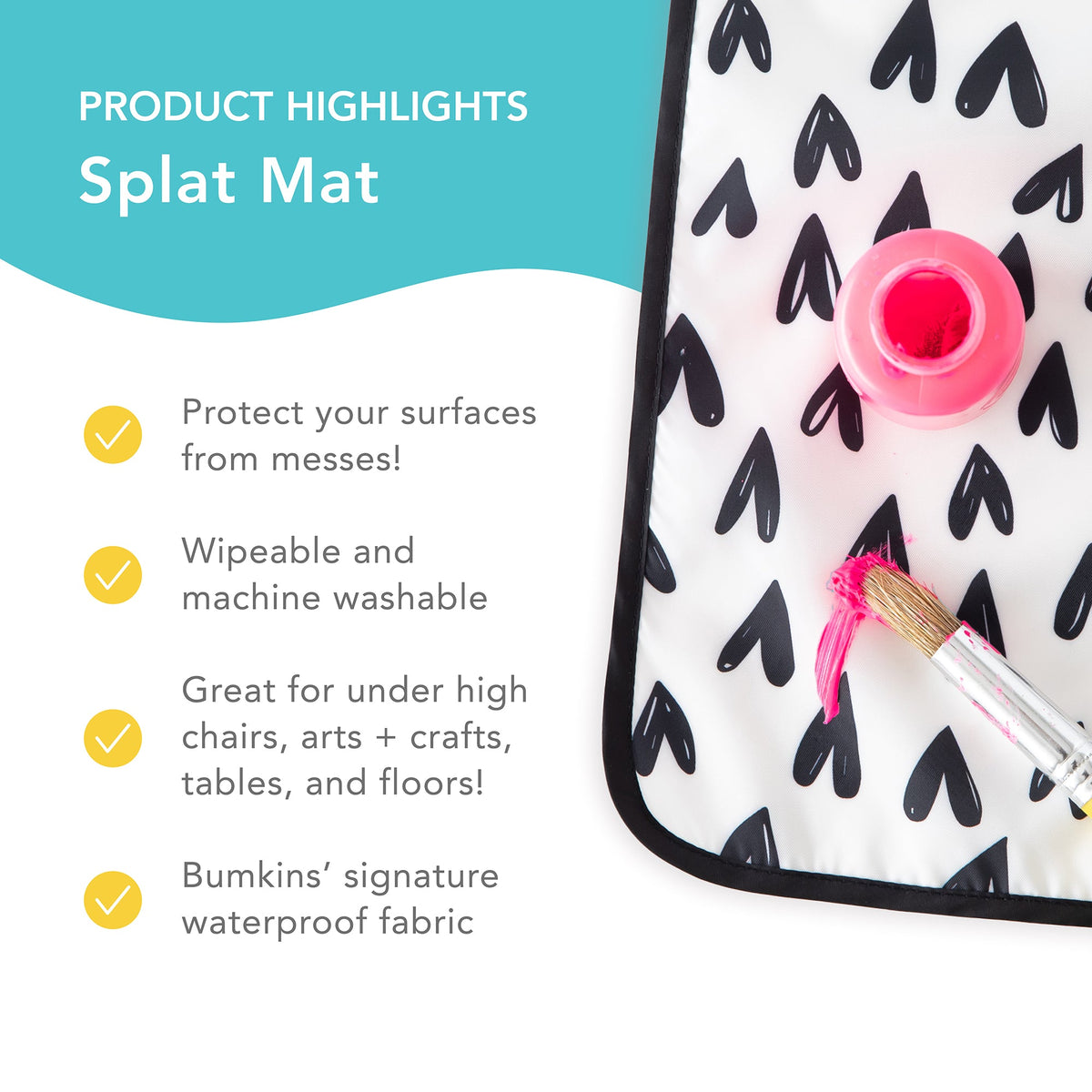 Heart Splat Mat For Tables + Under Highchairs | Bumkins