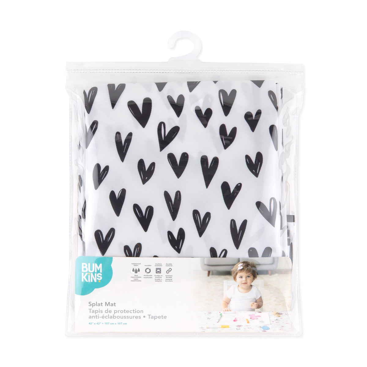 Heart Splat Mat For Tables + Under Highchairs | Bumkins