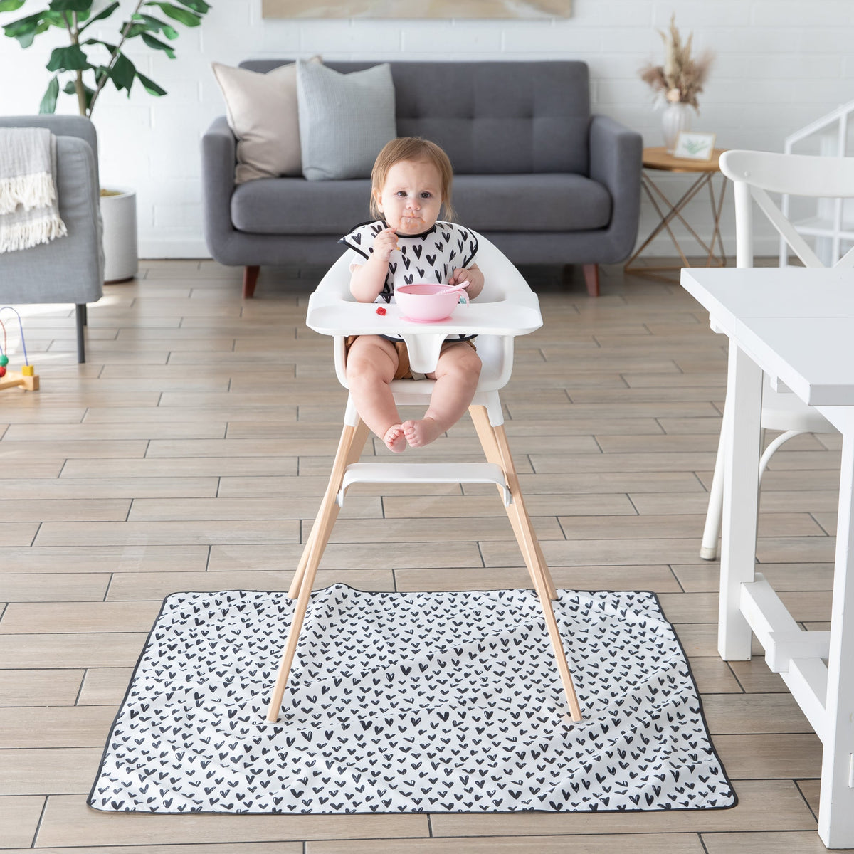 Heart Splat Mat For Tables + Under Highchairs | Bumkins