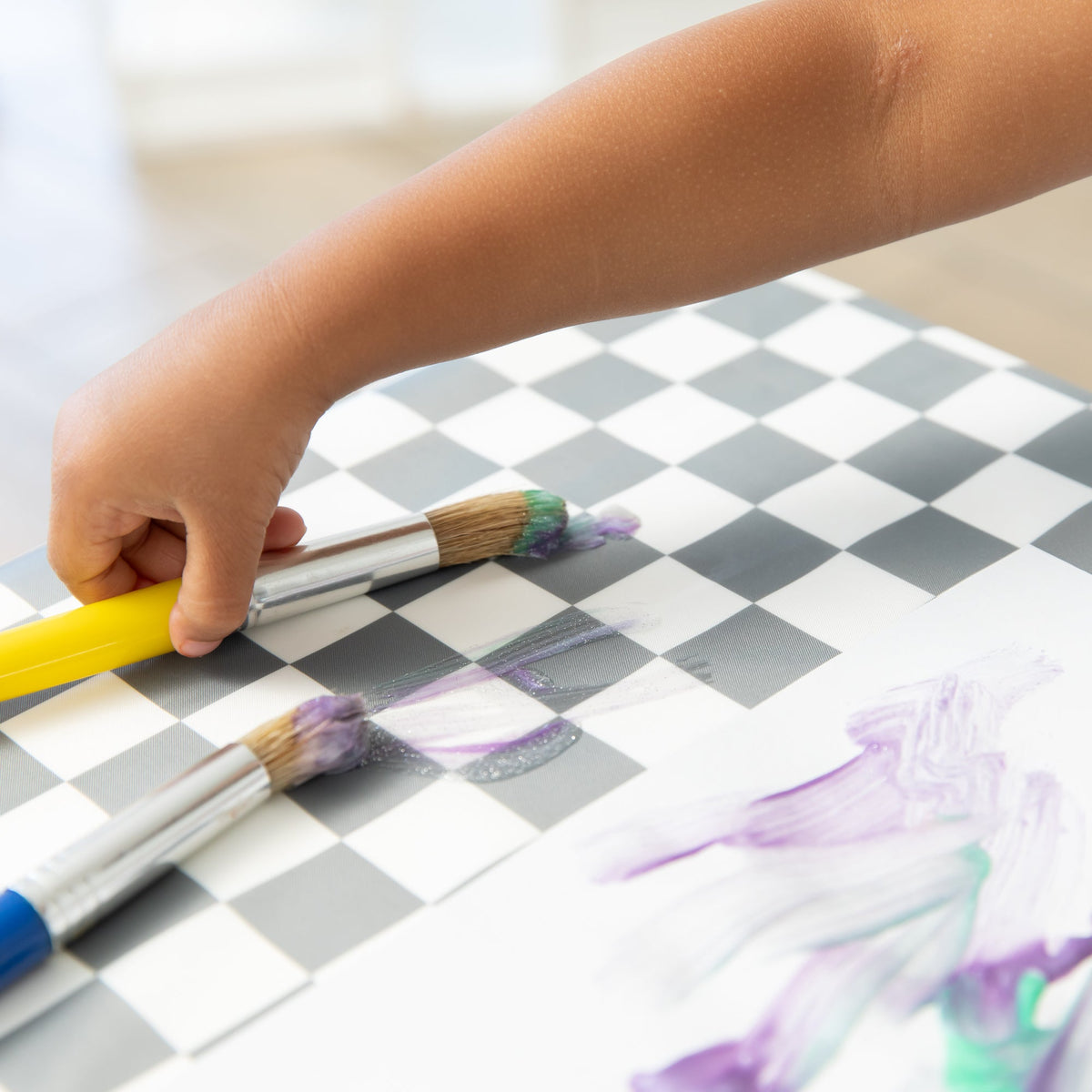 Splat Mat: Charcoal Check | Bumkins